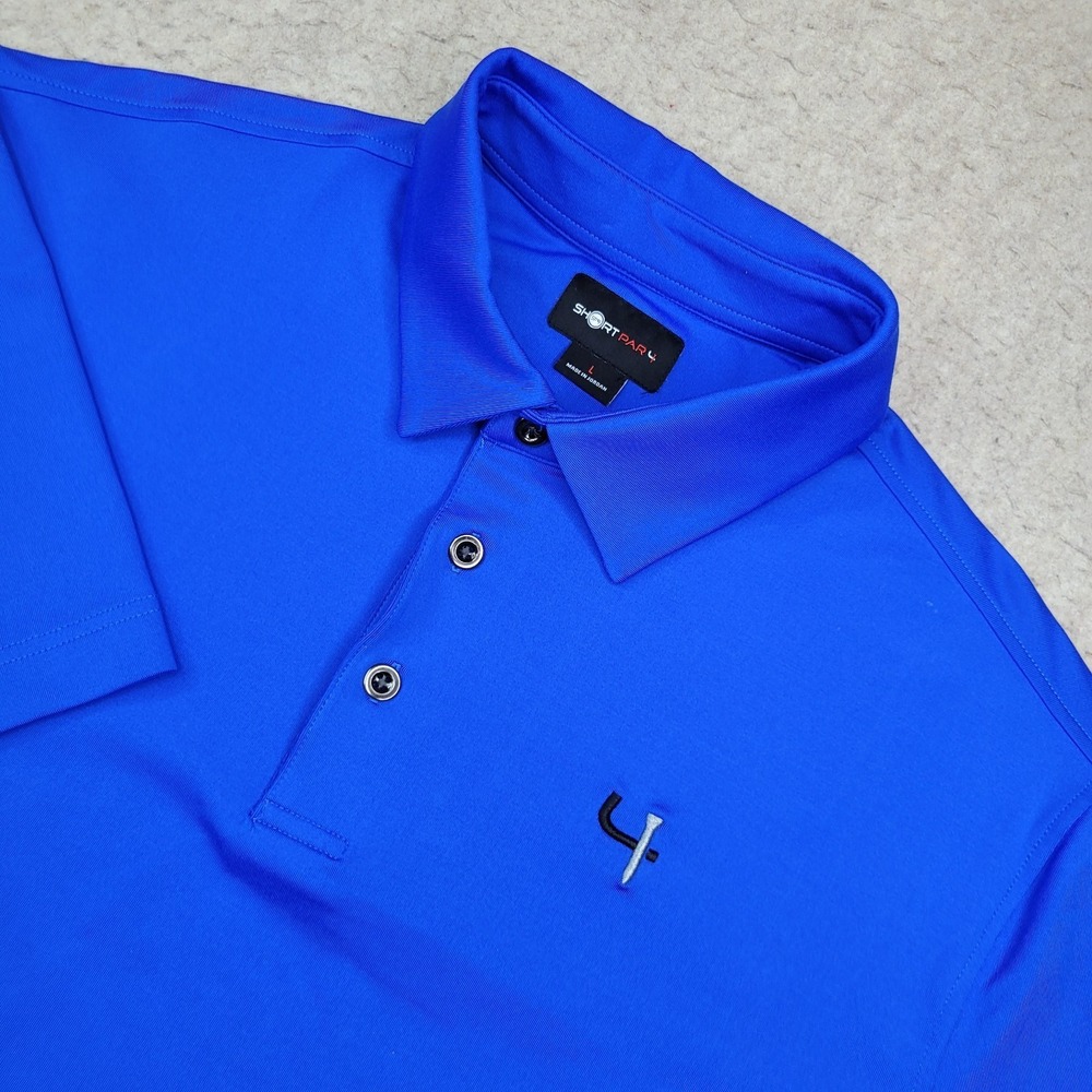 Short Par 4 Golf Polo Shirt Mens M Blue Short Sleeve Performance